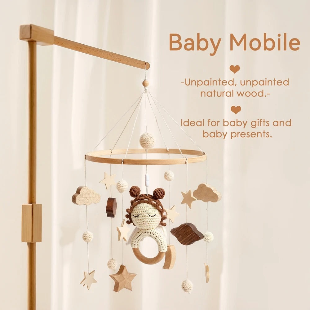 Celestial Baby Mobile – Stars, Clouds & Angel Doll Nursery Hanging