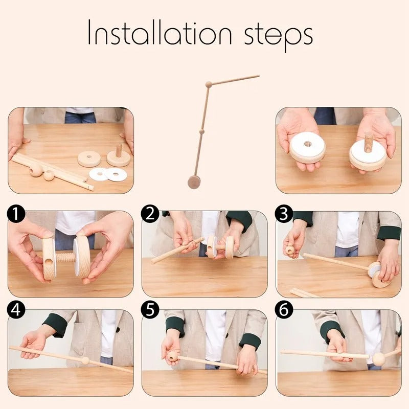 Wooden Hanging for Baby Bed Bell Mobile Rattles