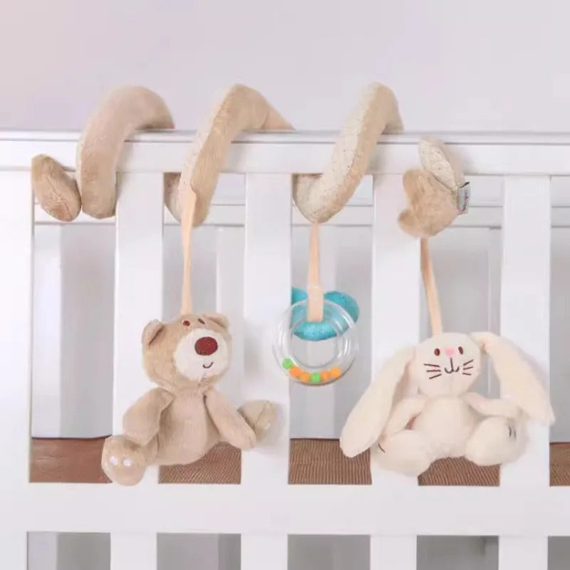 Nordic Bear Plush Spiral Mobile - Hanging Rattles for Carriage, Crib, and Pram