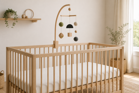 Minimal Montessori-inspired baby mobile in a calm Australian nursery