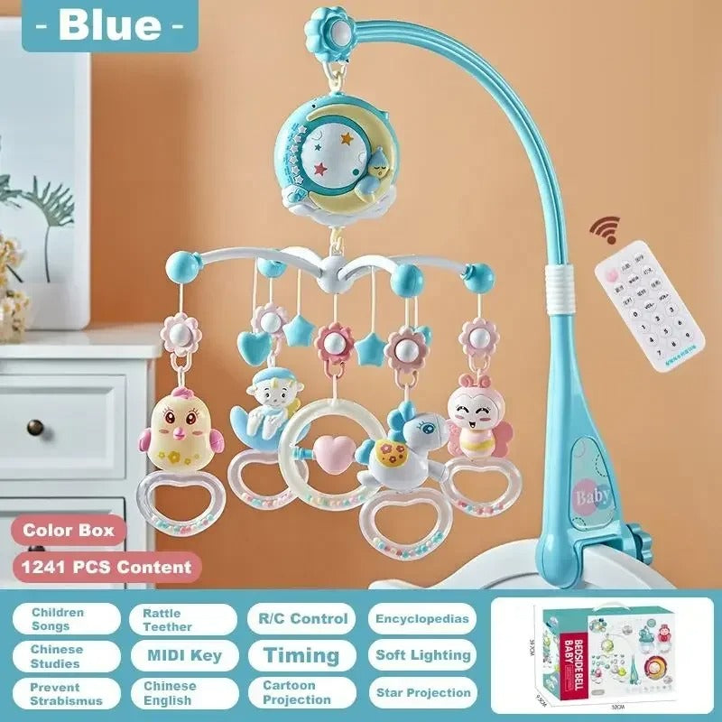 360° Rotating Baby Crib Mobile with Music - Bed Bell Holder for Baby