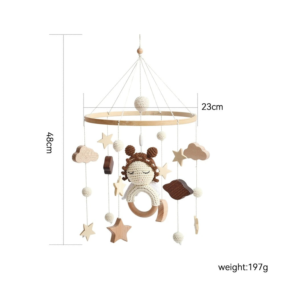 Celestial Baby Mobile – Stars, Clouds & Angel Doll Nursery Hanging
