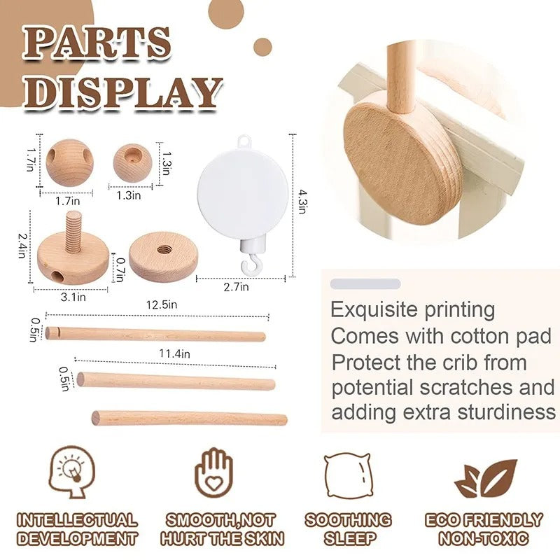Planet Rattles Handmade Wooden Planet Baby Crib Mobile with Rattles - Toys for 0-12 ...