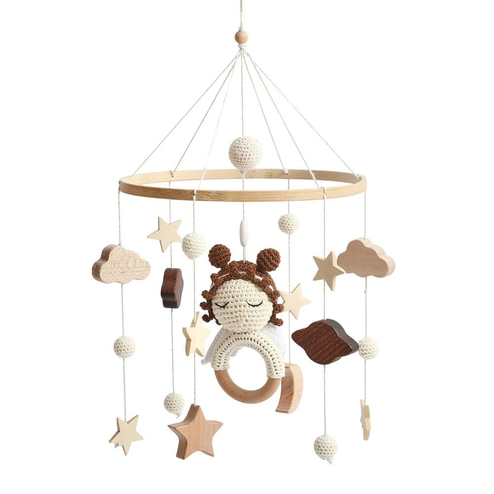 Celestial Baby Mobile – Stars, Clouds & Angel Doll Nursery Hanging