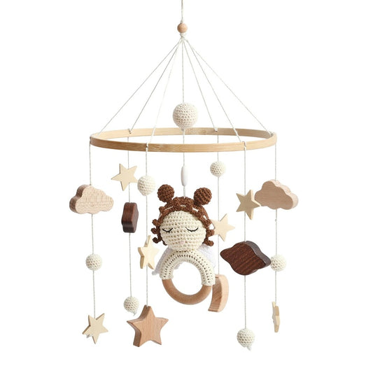 Celestial Baby Mobile – Stars, Clouds & Angel Doll Nursery Hanging