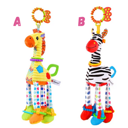Soft Giraffe and Zebra Plush Handbell Rattles - Infant Development Handle Toys