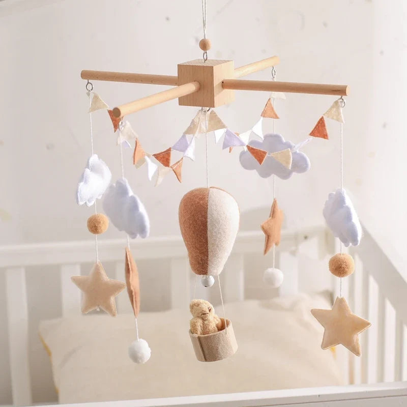 Hot Air Balloon Baby Mobile – Soft Felt Wooden Cot Mobile