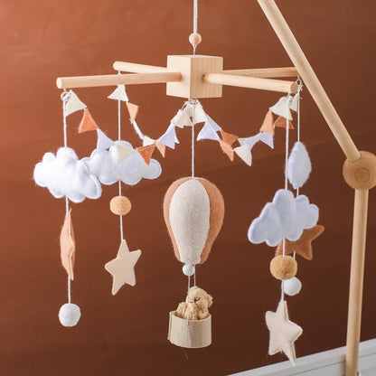 Hot Air Balloon Baby Mobile – Soft Felt Wooden Cot Mobile