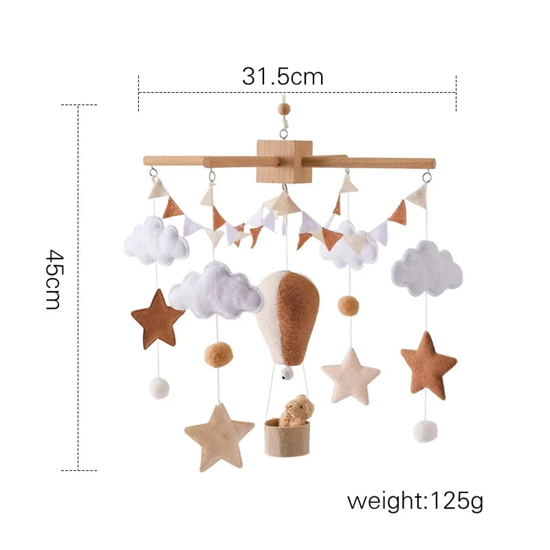 Hot Air Balloon Baby Mobile – Soft Felt Wooden Cot Mobile