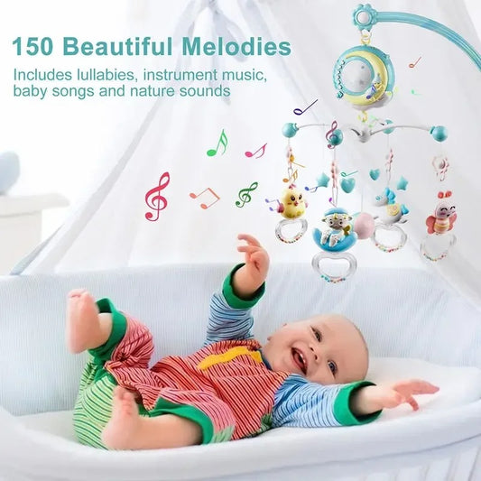 360° Rotating Baby Crib Mobile with Music - Bed Bell Holder for Baby