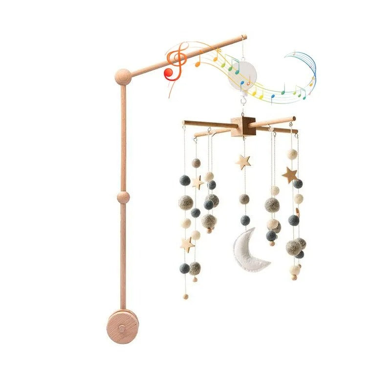 Handmade Moon and Planet Baby Crib Mobile with Rattles - Toys for 0-12 Months