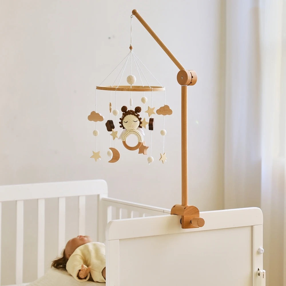 Celestial Baby Mobile – Stars, Clouds & Angel Doll Nursery Hanging