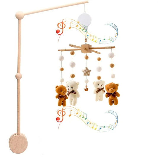 Handmade Teddy Bear Baby Crib Mobile with Rattles - Toys for 0-12 Months
