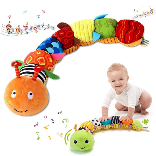 Baby Rattle Musical Caterpillar Worm Soft Infant Plush Toys Educational Interactive Sensory